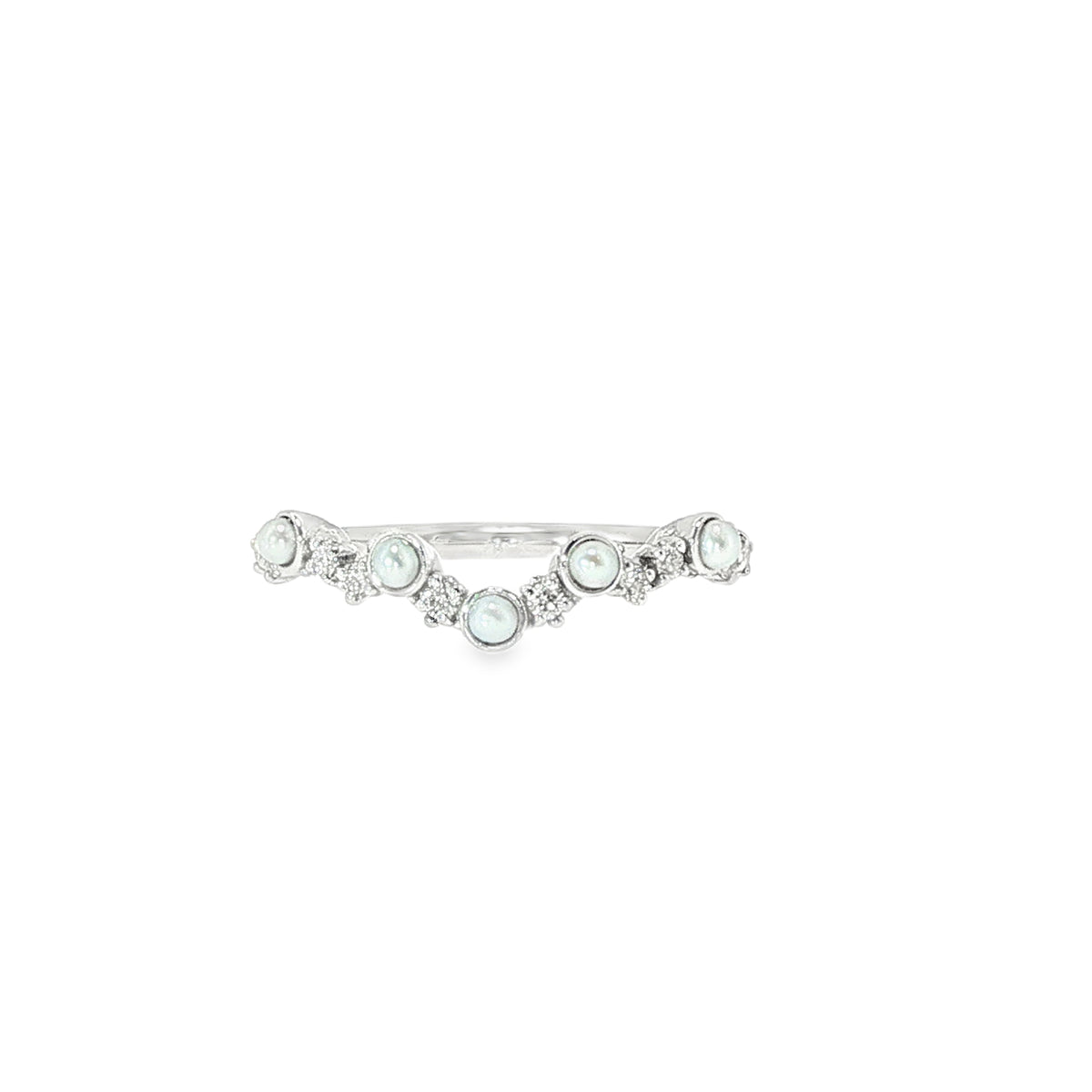 淡水パール V字 重ね着けダイヤモンドリング／シルバー925｜AN-070